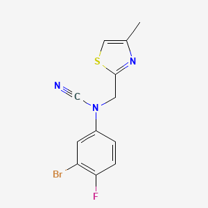 molecular formula C12H9BrFN3S B2504577 (3-Bromo-4-fluorophenyl)-[(4-methyl-1,3-thiazol-2-yl)methyl]cyanamide CAS No. 1436267-00-3