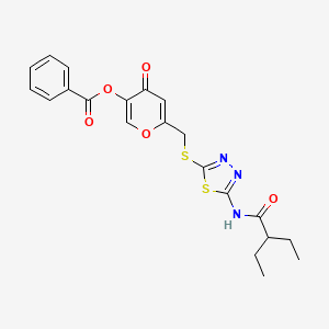 6-(((5-(2-ethylbutanamido)-1,3,4-thiadiazol-2-yl)thio)methyl)-4-oxo-4H-pyran-3-yl benzoate