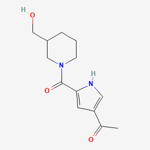 molecular formula C13H18N2O3 B2504594 1-{5-[3-(hydroxymethyl)piperidine-1-carbonyl]-1H-pyrrol-3-yl}ethan-1-one CAS No. 1155904-64-5