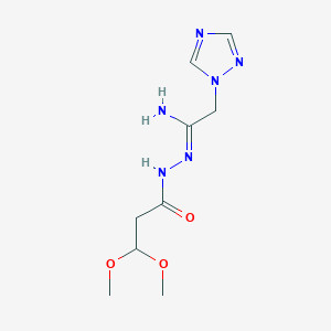 molecular formula C9H16N6O3 B2504597 3,3-dimethoxy-N'-[2-(1H-1,2,4-triazol-1-yl)ethanimidoyl]propanehydrazide CAS No. 338395-51-0
