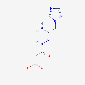 molecular formula C9H16N6O3 B2504597 3,3-二甲氧基-N'-[2-(1H-1,2,4-三唑-1-基)乙酰亚胺基]丙烷酰肼 CAS No. 338395-51-0