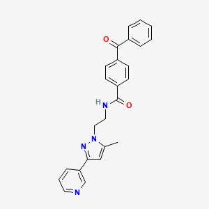 molecular formula C25H22N4O2 B2504599 4-benzoyl-N-(2-(5-methyl-3-(pyridin-3-yl)-1H-pyrazol-1-yl)ethyl)benzamide CAS No. 2034324-40-6