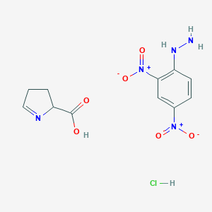 molecular formula C11H14ClN5O6 B025046 3,4-dihydro-2H-pyrrole-2-carboxylic acid;(2,4-dinitrophenyl)hydrazine;hydrochloride CAS No. 108321-37-5