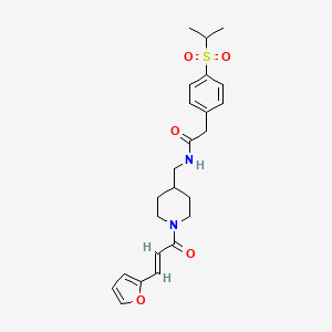 molecular formula C24H30N2O5S B2504601 反式-N-((1-(3-(呋喃-2-基)丙烯酰基)哌啶-4-基)甲基)-2-(4-(异丙磺酰基)苯基)乙酰胺 CAS No. 1235685-77-4