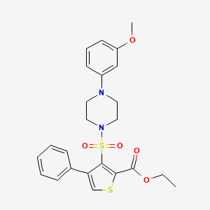 molecular formula C24H26N2O5S2 B2504603 Ethyl 3-{[4-(3-methoxyphenyl)piperazin-1-yl]sulfonyl}-4-phenylthiophene-2-carboxylate CAS No. 932464-00-1