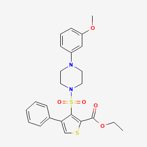 molecular formula C24H26N2O5S2 B2504603 3-（[4-（3-甲氧基苯基）哌嗪-1-基]磺酰基）-4-苯基噻吩-2-甲酸乙酯 CAS No. 932464-00-1