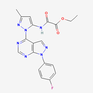 molecular formula C19H16FN7O3 B2504607 ethyl ({1-[1-(4-fluorophenyl)-1H-pyrazolo[3,4-d]pyrimidin-4-yl]-3-methyl-1H-pyrazol-5-yl}amino)(oxo)acetate CAS No. 1007060-59-4