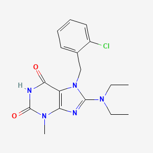 molecular formula C17H20ClN5O2 B2504608 7-(2-Chloro-benzyl)-8-diethylamino-3-methyl-3,7-dihydro-purine-2,6-dione CAS No. 369605-56-1