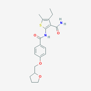 molecular formula C20H24N2O4S B250461 4-Ethyl-5-methyl-2-{[4-(tetrahydro-2-furanylmethoxy)benzoyl]amino}-3-thiophenecarboxamide 