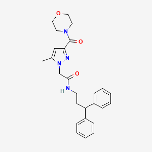molecular formula C26H30N4O3 B2504614 N-(3,3-diphenylpropyl)-2-(5-methyl-3-(morpholine-4-carbonyl)-1H-pyrazol-1-yl)acetamide CAS No. 1171790-57-0