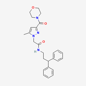 molecular formula C26H30N4O3 B2504614 N-(3,3-联苯丙基)-2-(5-甲基-3-(吗啉-4-羰基)-1H-吡唑-1-基)乙酰胺 CAS No. 1171790-57-0