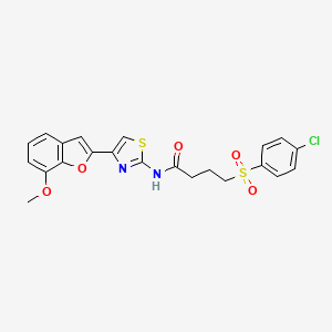 molecular formula C22H19ClN2O5S2 B2504620 4-((4-氯苯基)磺酰)-N-(4-(7-甲氧基苯并呋喃-2-基)噻唑-2-基)丁酰胺 CAS No. 921525-98-6