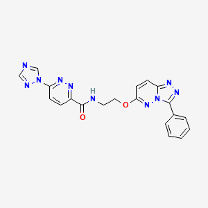 molecular formula C20H16N10O2 B2504624 N-(2-((3-phenyl-[1,2,4]triazolo[4,3-b]pyridazin-6-yl)oxy)ethyl)-6-(1H-1,2,4-triazol-1-yl)pyridazine-3-carboxamide CAS No. 1448132-48-6