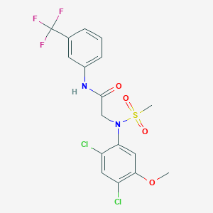 molecular formula C17H15Cl2F3N2O4S B2504632 2-[2,4-二氯-5-甲氧基（甲磺酰基）苯胺]-N-[3-(三氟甲基)苯基]乙酰胺 CAS No. 343374-18-5