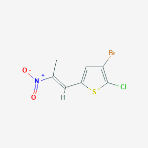 molecular formula C7H5BrClNO2S B2504642 3-Bromo-2-chloro-5-(2-nitroprop-1-en-1-yl)thiophene CAS No. 1604019-06-8