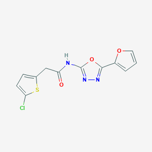 molecular formula C12H8ClN3O3S B2504654 2-(5-氯噻吩-2-基)-N-(5-(呋喃-2-基)-1,3,4-噁二唑-2-基)乙酰胺 CAS No. 921840-70-2