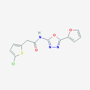 molecular formula C12H8ClN3O3S B2504654 2-(5-chlorothiophen-2-yl)-N-[5-(furan-2-yl)-1,3,4-oxadiazol-2-yl]acetamide CAS No. 921840-70-2