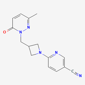 molecular formula C15H15N5O B2504664 6-{3-[(3-Methyl-6-oxo-1,6-dihydropyridazin-1-yl)methyl]azetidin-1-yl}pyridine-3-carbonitrile CAS No. 2199510-22-8