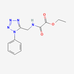 molecular formula C12H13N5O3 B2504672 ethyl 2-oxo-2-(((1-phenyl-1H-tetrazol-5-yl)methyl)amino)acetate CAS No. 921166-82-7