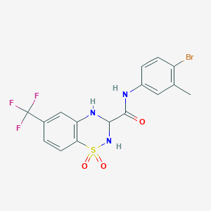 molecular formula C16H13BrF3N3O3S B2504676 N-(4-bromo-3-methylphenyl)-6-(trifluoromethyl)-3,4-dihydro-2H-1,2,4-benzothiadiazine-3-carboxamide 1,1-dioxide CAS No. 941877-33-4