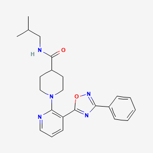 molecular formula C23H27N5O2 B2504677 N-isobutyl-1-(3-(3-phenyl-1,2,4-oxadiazol-5-yl)pyridin-2-yl)piperidine-4-carboxamide CAS No. 1251682-42-4