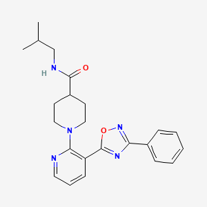 molecular formula C23H27N5O2 B2504677 N-(2-methylpropyl)-1-[3-(3-phenyl-1,2,4-oxadiazol-5-yl)pyridin-2-yl]piperidine-4-carboxamide CAS No. 1251682-42-4