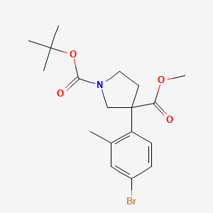 molecular formula C18H24BrNO4 B2504698 1-(tert-Butyl) 3-methyl 3-(4-bromo-2-methylphenyl)pyrrolidine-1,3-dicarboxylate CAS No. 2126159-94-0