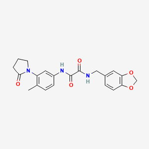 molecular formula C21H21N3O5 B2504702 N1-(苯并[d][1,3]二氧杂环-5-基甲基)-N2-(4-甲基-3-(2-氧代吡咯烷-1-基)苯基)草酰胺 CAS No. 941958-04-9