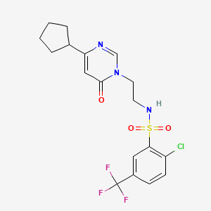 2-chloro-N-(2-(4-cyclopentyl-6-oxopyrimidin-1(6H)-yl)ethyl)-5-(trifluoromethyl)benzenesulfonamide
