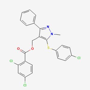 molecular formula C24H17Cl3N2O2S B2504708 [5-(4-Chlorophenyl)sulfanyl-1-methyl-3-phenylpyrazol-4-yl]methyl 2,4-dichlorobenzoate CAS No. 318289-06-4