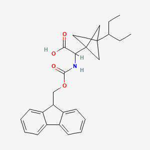 molecular formula C27H31NO4 B2504717 2-(9H-Fluoren-9-ylmethoxycarbonylamino)-2-(3-pentan-3-yl-1-bicyclo[1.1.1]pentanyl)acetic acid CAS No. 2287266-04-8