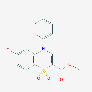 molecular formula C16H12FNO4S B2504722 6-fluoro-4-phényl-4H-benzo[b][1,4]thiazine-2-carboxylate de méthyle 1,1-dioxyde CAS No. 1357703-13-9