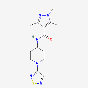 molecular formula C14H20N6OS B2504725 1,3,5-三甲基-N-[1-(1,2,5-噻二唑-3-基)哌啶-4-基]-1H-吡唑-4-甲酰胺 CAS No. 2034304-23-7