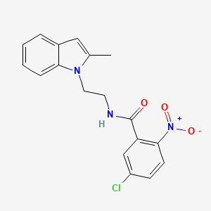 molecular formula C18H16ClN3O3 B2504728 5-氯-N-(2-(2-甲基-1H-吲哚-1-基)乙基)-2-硝基苯甲酰胺 CAS No. 689264-54-8