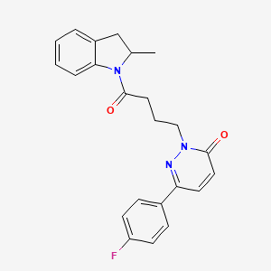molecular formula C23H22FN3O2 B2504733 6-(4-氟苯基)-2-(4-(2-甲基吲哚啉-1-基)-4-氧代丁基)嘧啶并-3(2H)-酮 CAS No. 952961-83-0