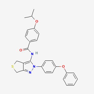 molecular formula C27H25N3O3S B2504734 4-isopropoxy-N-(2-(4-phenoxyphenyl)-4,6-dihydro-2H-thieno[3,4-c]pyrazol-3-yl)benzamide CAS No. 476459-48-0