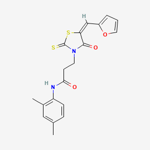 molecular formula C19H18N2O3S2 B2504736 (E)-N-(2,4-dimethylphenyl)-3-(5-(furan-2-ylmethylene)-4-oxo-2-thioxothiazolidin-3-yl)propanamide CAS No. 682783-38-6