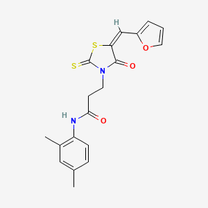 molecular formula C19H18N2O3S2 B2504736 (E)-N-(2,4-二甲苯基)-3-(5-(呋喃-2-基亚甲基)-4-氧代-2-硫代噻唑烷-3-基)丙酰胺 CAS No. 682783-38-6