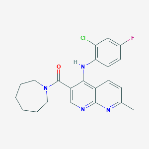 Azepan-1-yl(4-((2-chloro-4-fluorophenyl)amino)-7-methyl-1,8-naphthyridin-3-yl)methanone