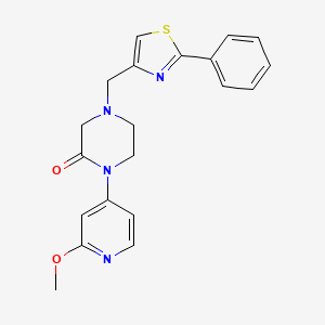 molecular formula C20H20N4O2S B2504747 1-(2-Methoxypyridin-4-yl)-4-[(2-phenyl-1,3-thiazol-4-yl)methyl]piperazin-2-one CAS No. 2380193-91-7