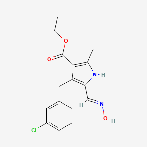 molecular formula C16H17ClN2O3 B2504760 (E)-ethyl 4-(3-chlorobenzyl)-5-((hydroxyimino)methyl)-2-methyl-1H-pyrrole-3-carboxylate CAS No. 851176-22-2