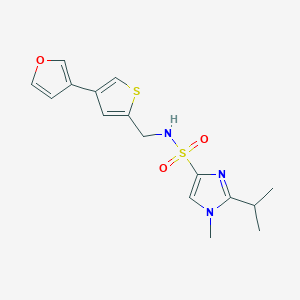 molecular formula C16H19N3O3S2 B2504762 N-{[4-(furan-3-yl)thiophen-2-yl]methyl}-1-methyl-2-(propan-2-yl)-1H-imidazole-4-sulfonamide CAS No. 2380042-05-5