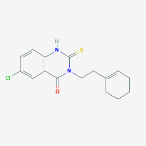 molecular formula C16H17ClN2OS B2504763 6-chloro-3-[2-(cyclohexen-1-yl)ethyl]-2-sulfanylidene-1H-quinazolin-4-one CAS No. 403721-95-9