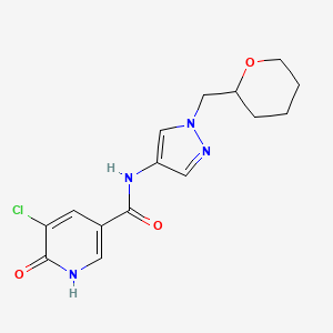 molecular formula C15H17ClN4O3 B2504768 5-chloro-6-hydroxy-N-(1-((tetrahydro-2H-pyran-2-yl)methyl)-1H-pyrazol-4-yl)nicotinamide CAS No. 2034612-60-5