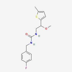 molecular formula C16H19FN2O2S B2504769 1-(4-Fluorobenzyl)-3-(2-methoxy-2-(5-methylthiophen-2-yl)ethyl)urea CAS No. 1797554-47-2