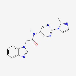 molecular formula C17H15N7O B2504781 2-(1H-benzo[d]imidazol-1-yl)-N-(2-(2-methyl-1H-imidazol-1-yl)pyrimidin-5-yl)acetamide CAS No. 1421493-82-4