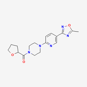 molecular formula C17H21N5O3 B2504799 (4-(5-(5-Methyl-1,2,4-oxadiazol-3-yl)pyridin-2-yl)piperazin-1-yl)(tetrahydrofuran-2-yl)methanone CAS No. 1219906-73-6