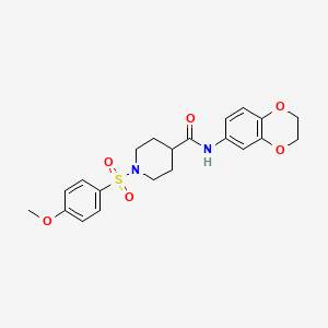 molecular formula C21H24N2O6S B2504800 N-(2,3-二氢-1,4-苯并二氧杂环-6-基)-1-(4-甲氧基苯基)磺酰基哌啶-4-甲酰胺 CAS No. 444789-15-5