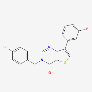 molecular formula C19H12ClFN2OS B2504804 3-(4-chlorobenzyl)-7-(3-fluorophenyl)thieno[3,2-d]pyrimidin-4(3H)-one CAS No. 1105215-81-3