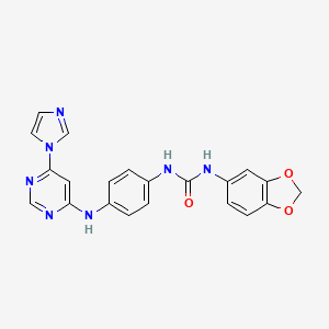 molecular formula C21H17N7O3 B2504811 1-(4-((6-(1H-imidazol-1-yl)pyrimidin-4-yl)amino)phenyl)-3-(benzo[d][1,3]dioxol-5-yl)urea CAS No. 1171348-47-2